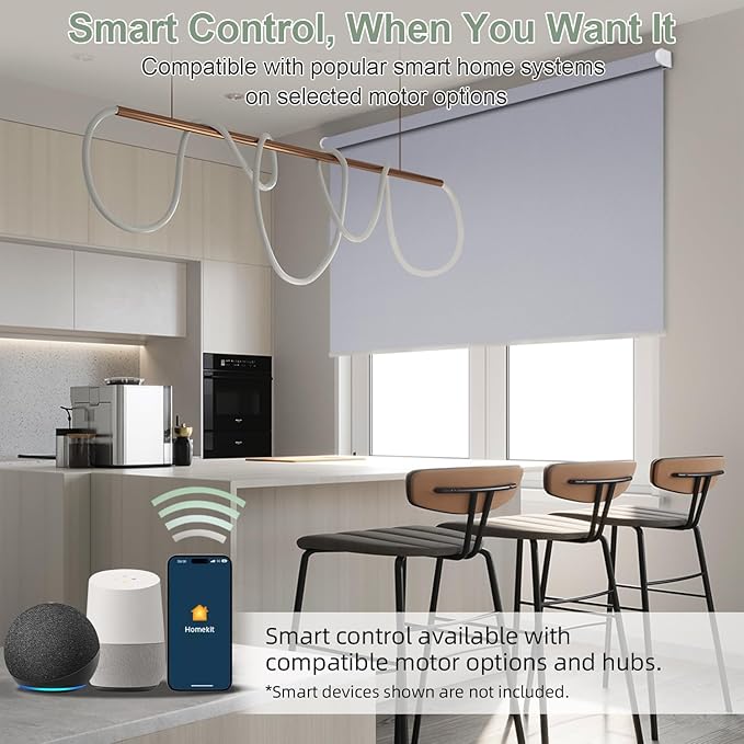ZSHINE Motorized Blackout Window Blinds Customize Width Remote Control Wireless