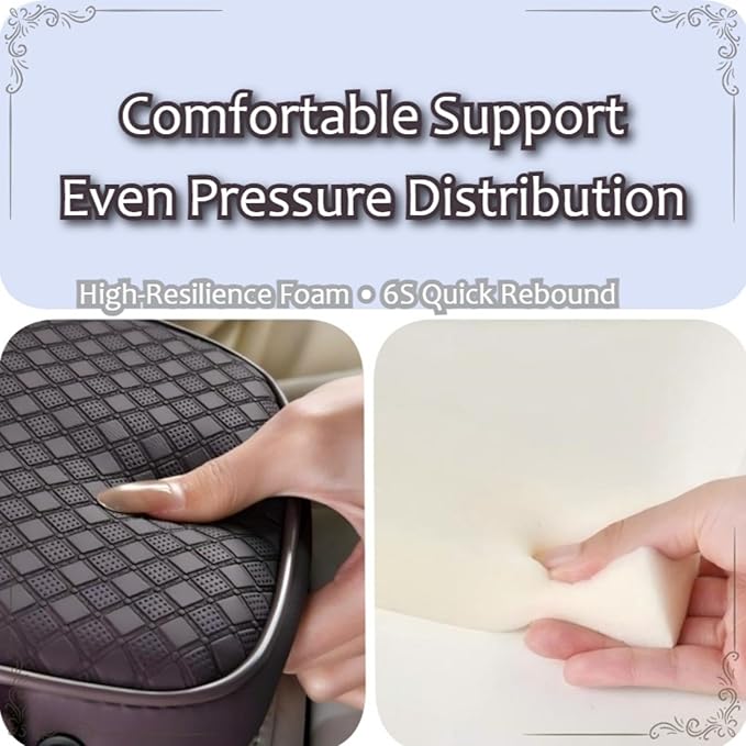 2026 Upgraded Car Center Console Cushion with 30w USB& Type-C Charging Ports, Leather Car Armrest Pad Cover, Interior Accessories for Most Vehicles (Classic Flat Version, Light Beige)
