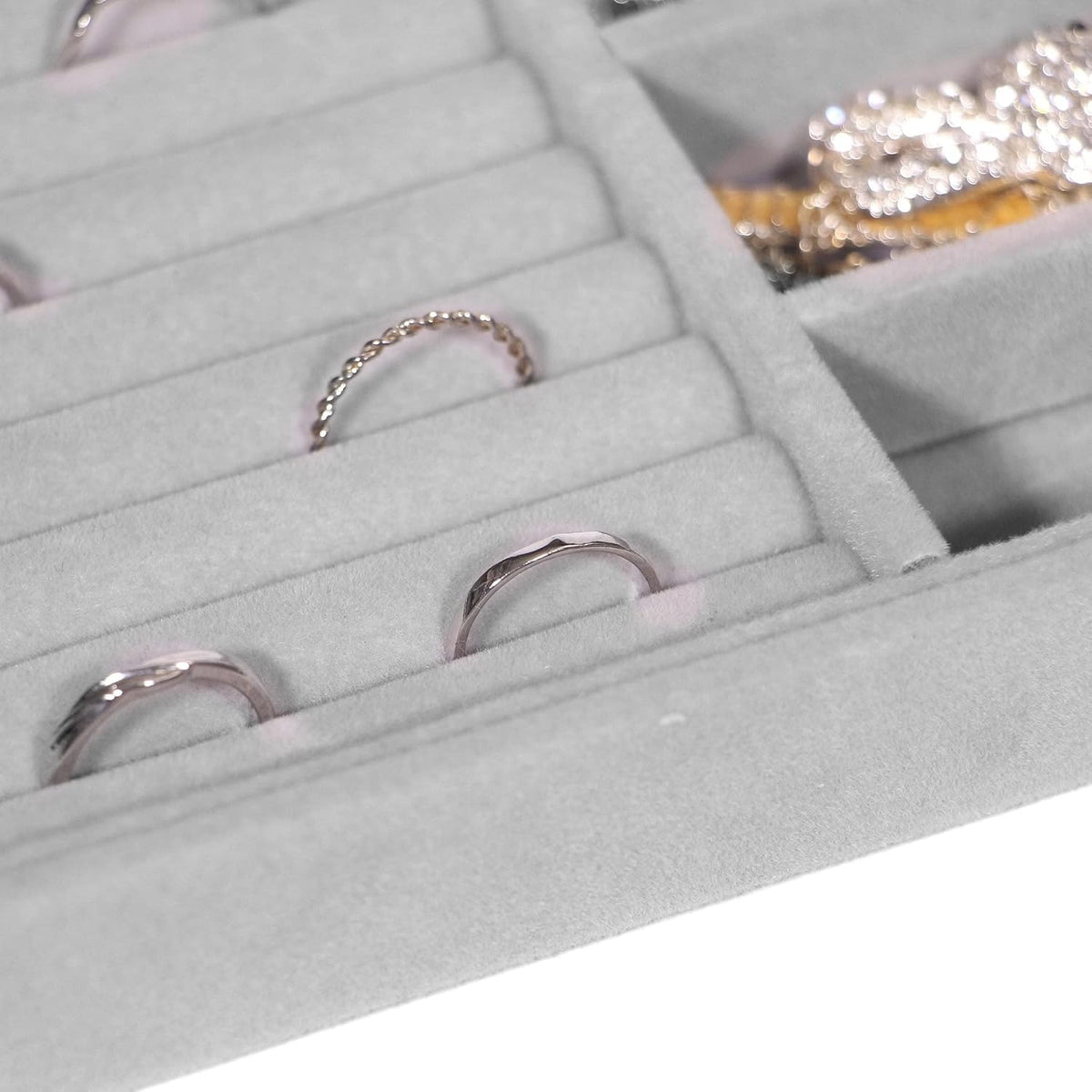 DIOMMELL Set of 9 Stackable Velvet Jewelry Trays Organizer, Jewelry Storage Box Display Trays Showcase Holder Closet Dresser Drawer Organizer for Earring Necklace Bracelet Ring Accessary