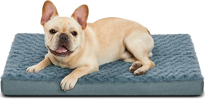 Orthopedic Dog Beds for Crate with Removable Washable Cover Egg-Crate Foam Pet Pad Mat with Anti-Slip Bottom,Waterproof Dog Beds Small Medium Sized，30x20 Inch