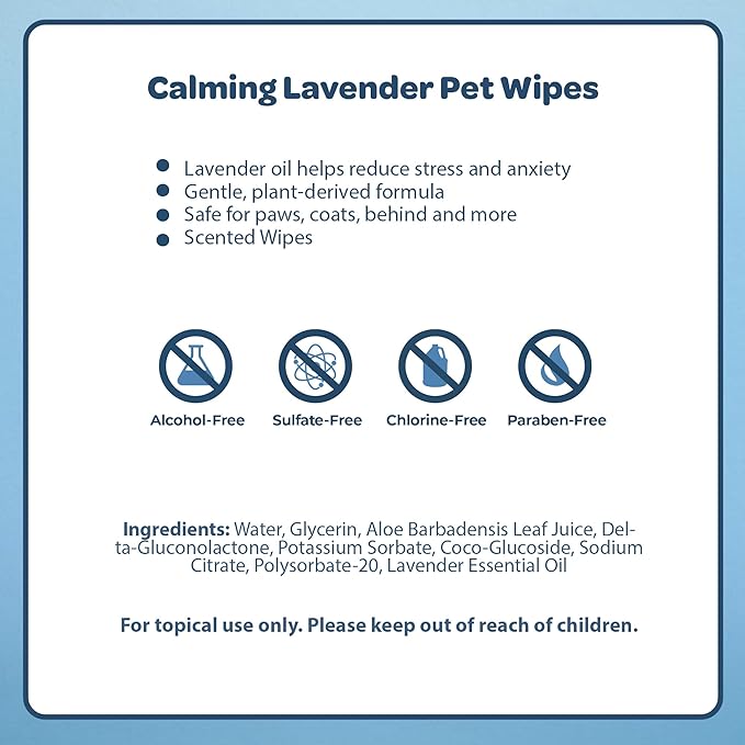 Best Pet Supplies Pet Grooming Wipes for Dogs & Cats,Deodorizer for Coats & Dry, Itchy, or Sensitive Skin, Clean Ears, Paws, Body, & Butt - Calming Lavender, 400 Count