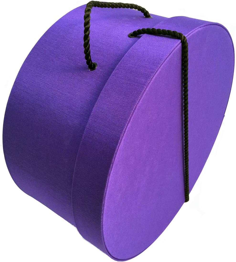 Sarah's Hat Boxes Classic Dark Purple Hat Box – 8.75" x 4.5" (Dia. x Ht.) Handmade in USA – Odorless Non-Toxic Adhesive, Cording Handle – Premium Storage for Hats & Accessories