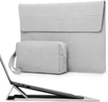 HYZUO 15 Inch Laptop Sleeve Case with Stand Feature for MacBook Air 15 M4 A3241 M3 A3114 M2 A2941 2025-2023, MacBook Pro 15, 15" Surface Laptop 7/6/5/4/3, with Carrying Pouch, Light Gray
