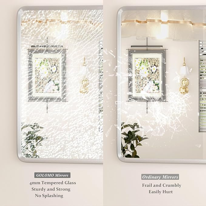 48x30 Inch Silver Bathroom Mirror