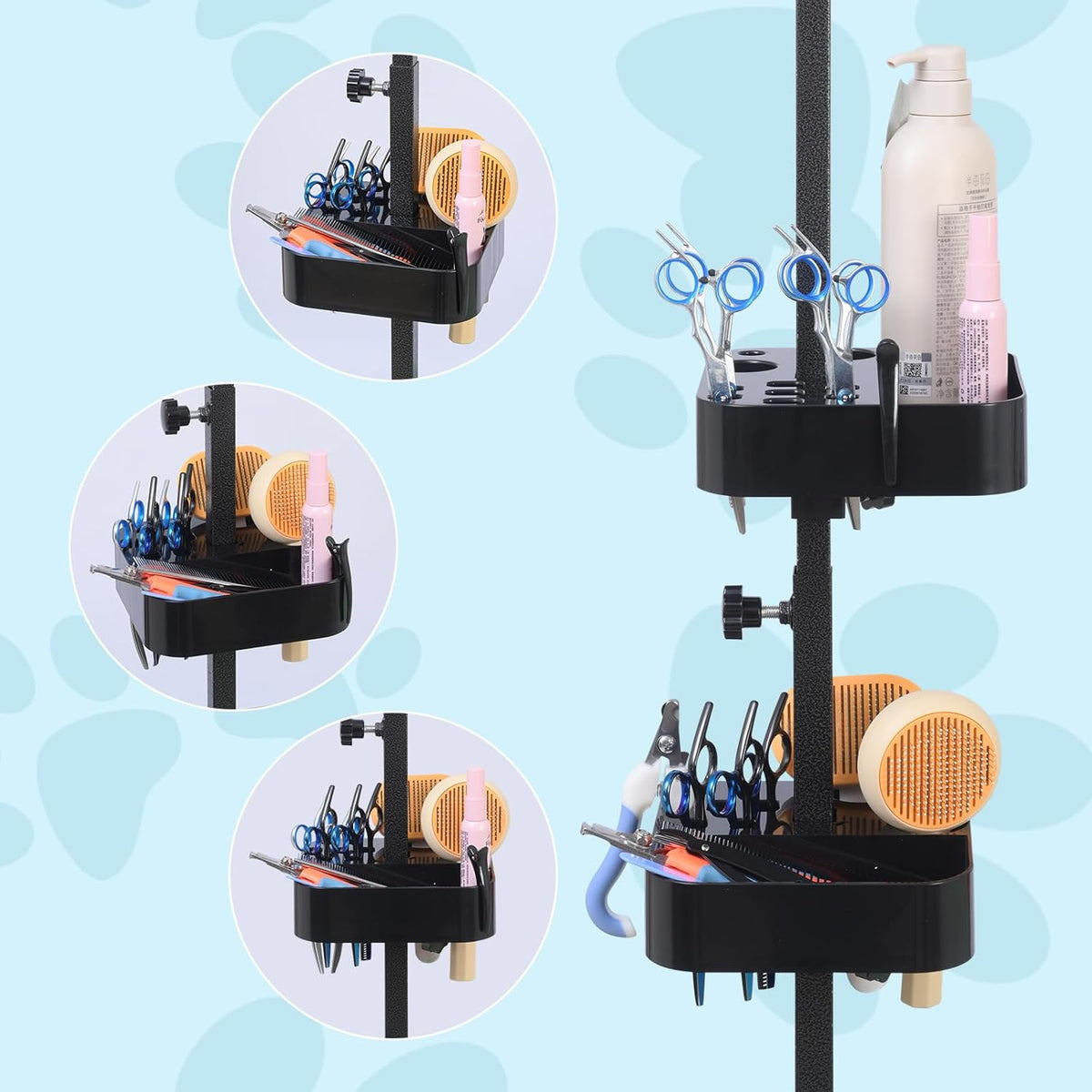 Dog Grooming Organizer – Adjustable Beauty Tools Organizer & Pet Grooming Storage Rack for Scissors, Brushes & Accessories