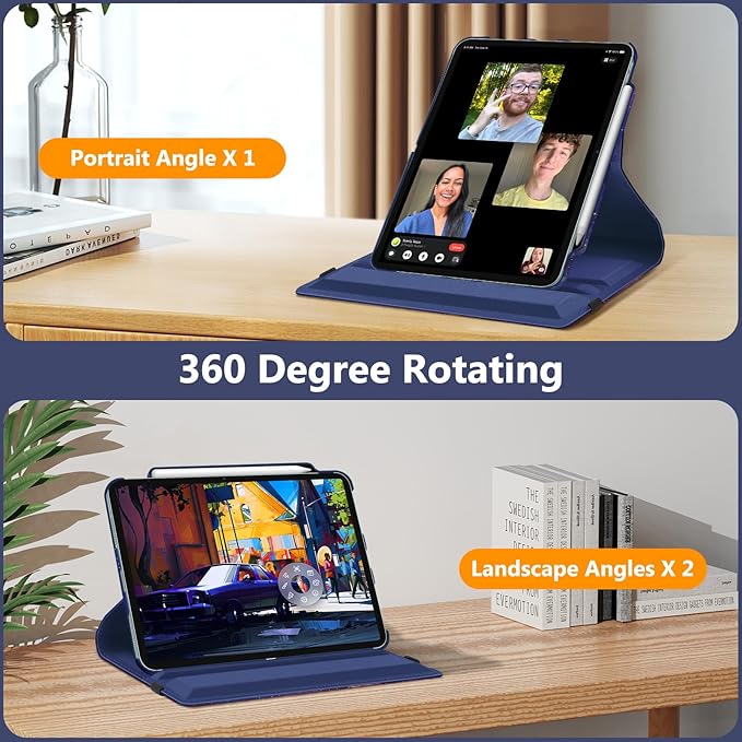 Fintie Rotating Case for iPad Air 13-inch (M3) 2025, (M2) 2024-360 Degree Swiveling Protective Stand Cover with Pencil Holder, Auto Wake/Sleep, Galaxy
