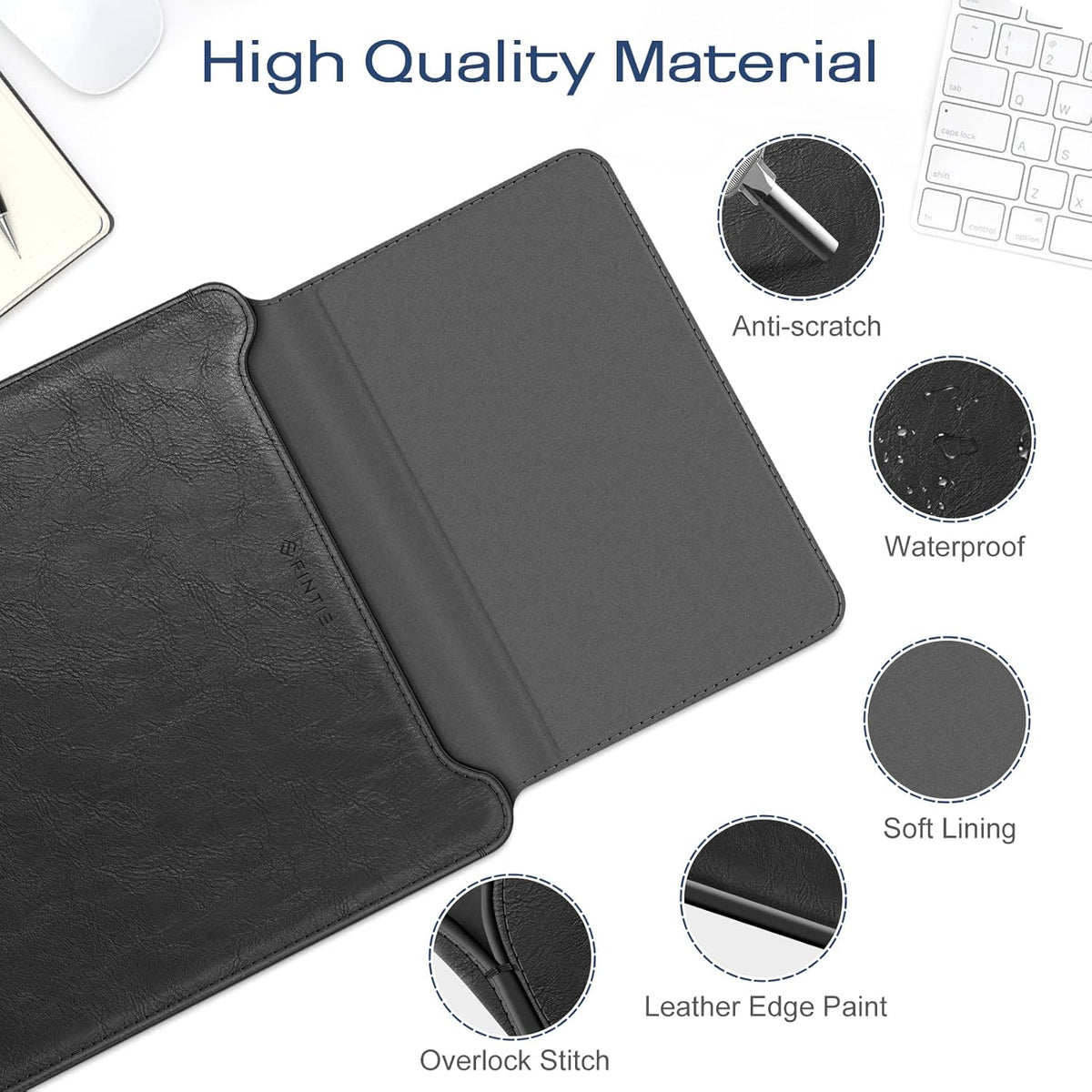 Fintie Sleeve Case for MacBook Air 13.6 A3240 A3113 A2681, Pro 14 A3434 A3401 A3185 A3112 A2992 A2918 A2779 A2442, MacBook Pro/Air 13 - PU Leather Slim Bag Cover with Stand Feature, Black