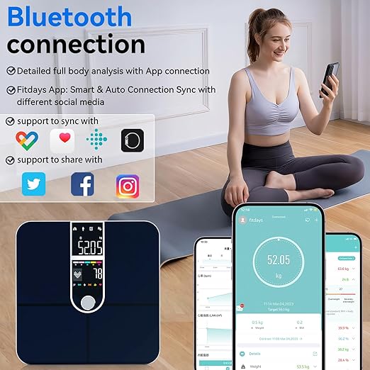 Smart Scale with BMI Body Fat Muscle Mass Digital Bathroom Weight Scale with