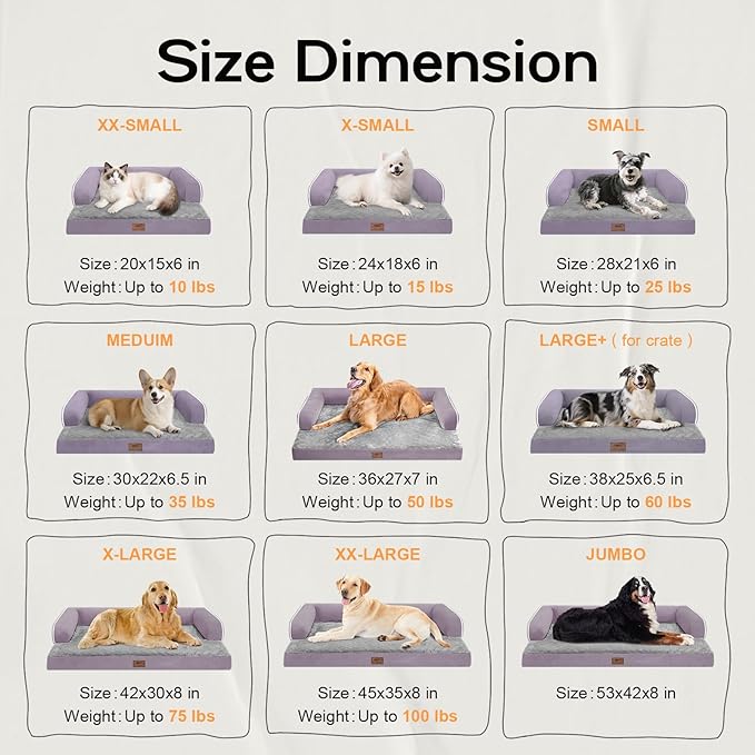 Small Dog Bed Waterproof Orthopedic Dog Beds for Medium Sized Dogs Comfy Pet Cat Bed with Sides, Washable Removable Cover