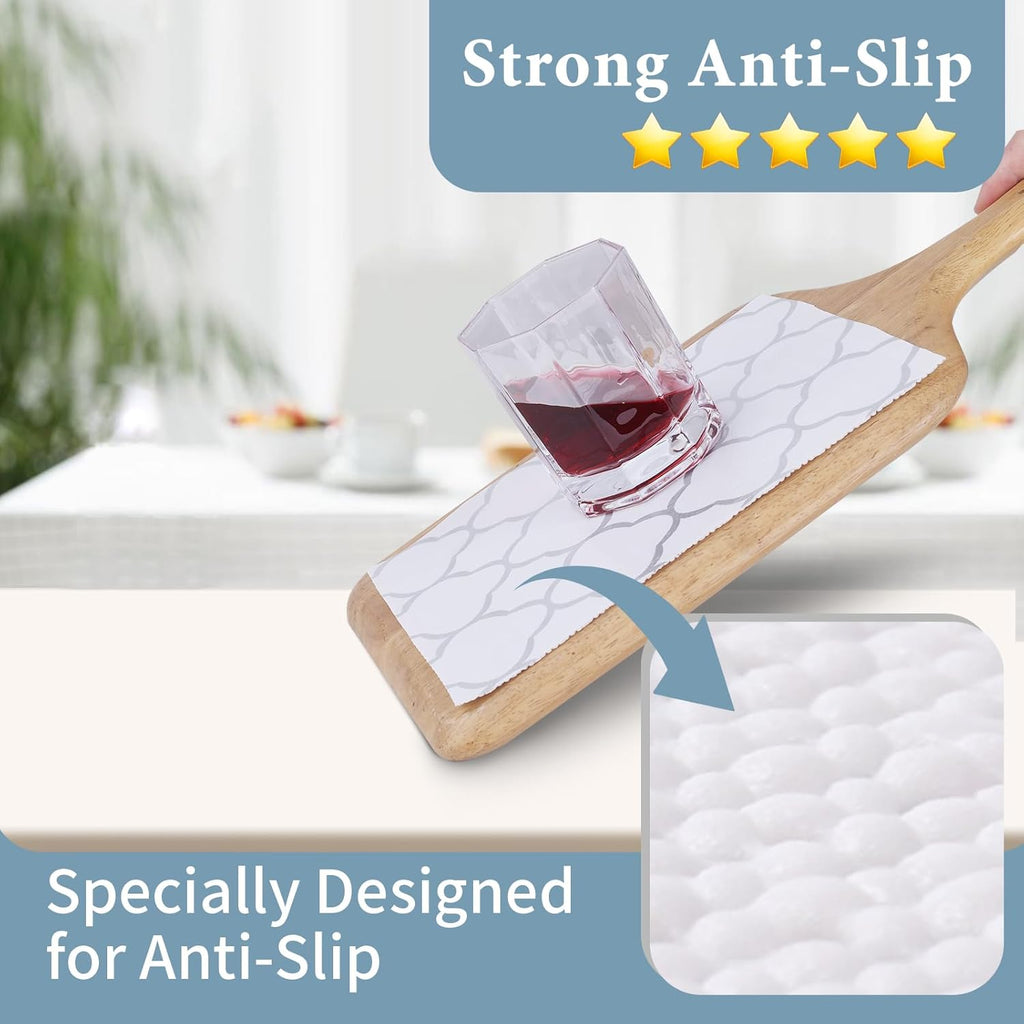 Shelf Liners for Kitchen Cabinets 12in x 20FT Non Adhesive Drawer Liner Silver Quatrefoil Shelf Liner Paper Strong Non-Slip Easy to Clean for Tool Box Refrigerator with Knife and Tape Measure