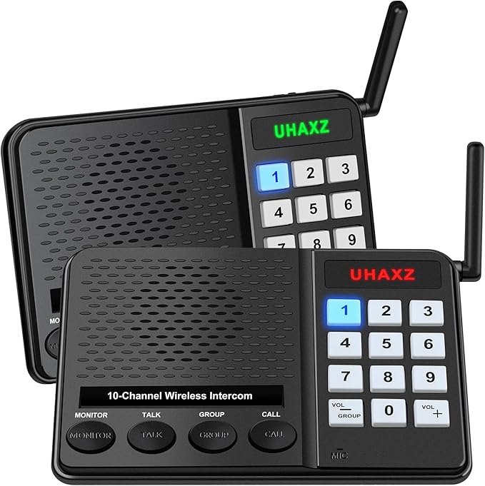 UHAXZ Intercoms Wireless for Home, Long Range Wireless Intercom 6000ft