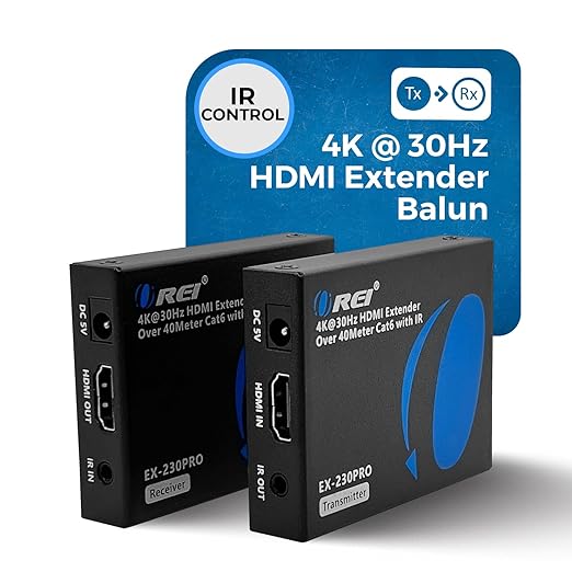 OREI HDMI Over Ethernet Extender Over Single CAT6/7 Ethernet Cable 4K@30Hz Up
