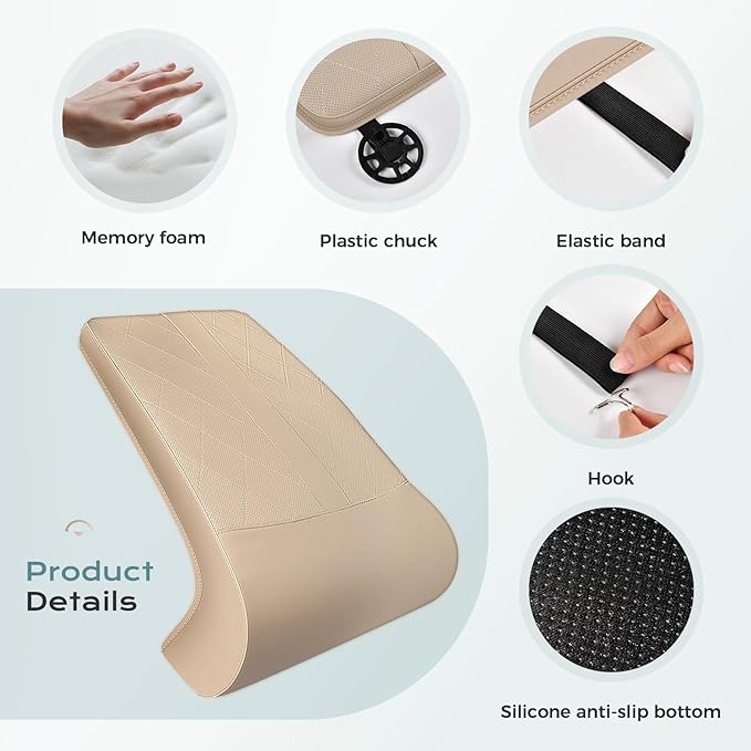 Coverado Car Leg Extender, Car Seat Leg Support Pad, Car Leg Extension Cushion for Driver Seats, Universal Car Seat Extender Leg Support, Leather Automotive Seat Cushion for Long Driving (Beige)