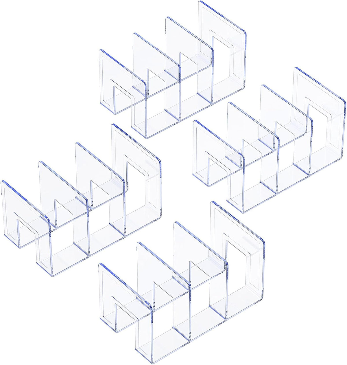 YAGELI Clear Acrylic Purse/Handbag Organizer - 3 Sections Divider for Closet Storage - Sturdy Organizer Rack for Purses, Handbags, and Clutches (4Pack-3Sections)