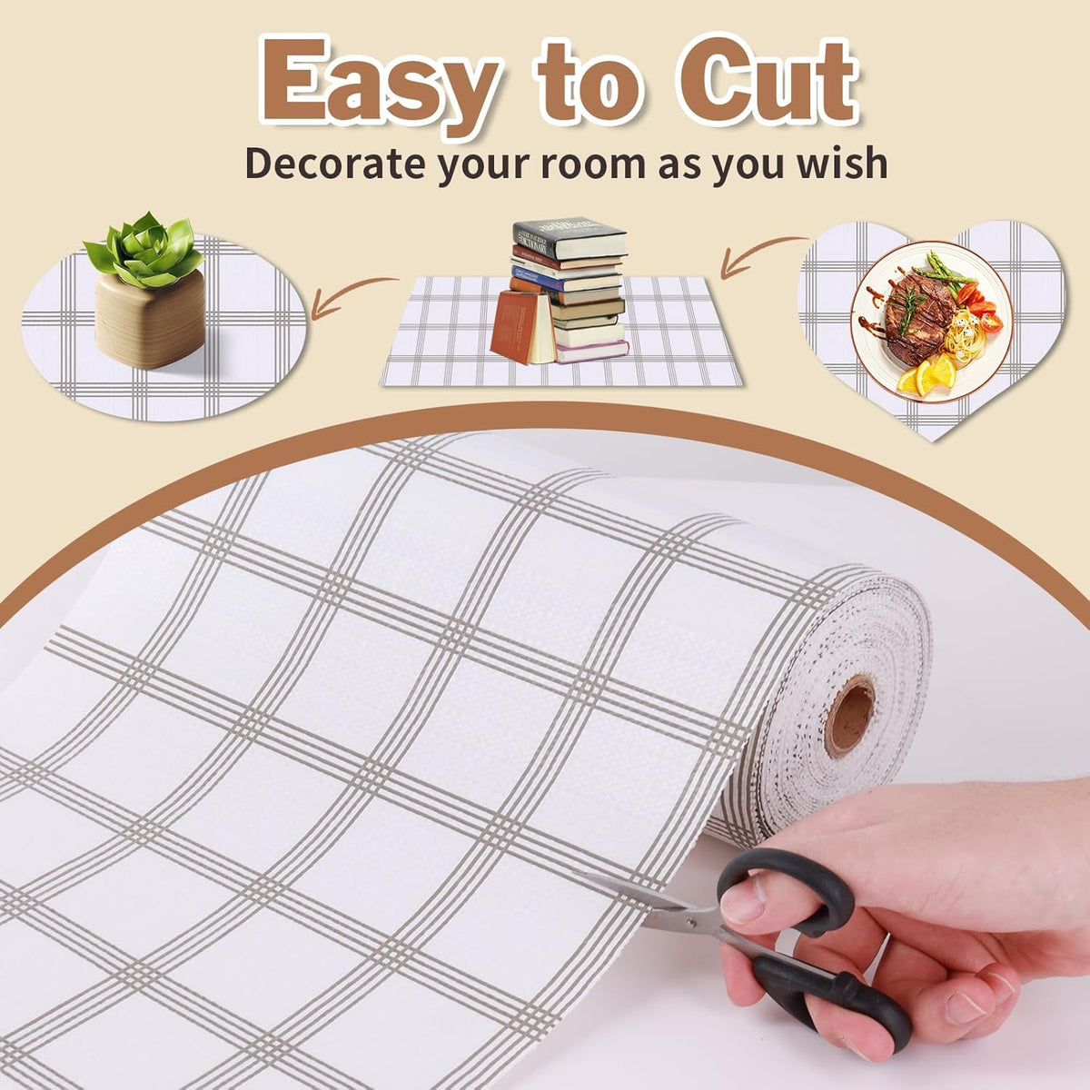 Drawer and Shelf Liner for Kitchen Cabinet: 12 in X 30 Ft Non Slip Waterproof Shelf Paper Non Adhesive Refrigerator Liners White Square Easy Liners for Bathroom Cupboard with Knife Tape Measure