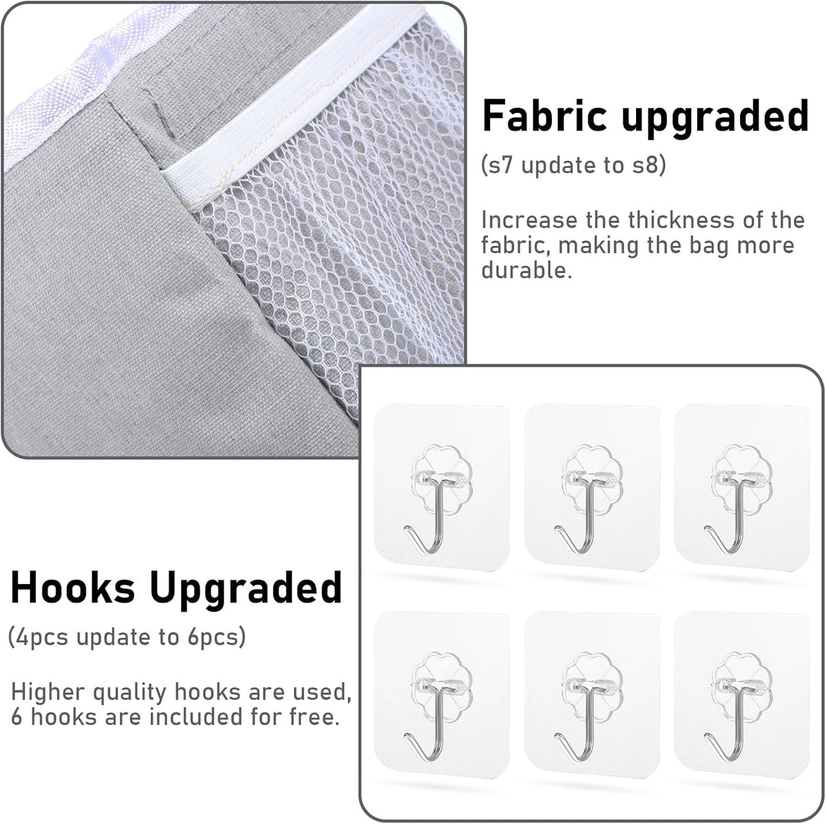 2pcs 3-Pockets Large Wall Hanging Organizer Bag, Linen Fabric Door Hanging Storage Baskets with Pockets, Waterproof Bin for Kitchen, Bedroom, Office, RV Camper
