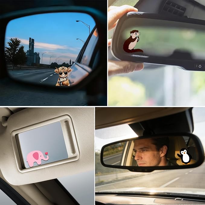 2Pcs Hedgehog Rear View Mirror Sticker Waterproof Vinyl Car Window Decal | Hedgehogs Car Accessories, Cute "Moo-tivational" Auto Decals Decor, Hedgehog Gifts for Women Men Animal Lovers