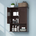Bathroom Wall Cabinet Expresso Over Toilet Storage - 24x30 in Above Toilet Wood Medicine Cabinet with Adjustable Shelf & 2 Door Mounted Wall Cabinet
