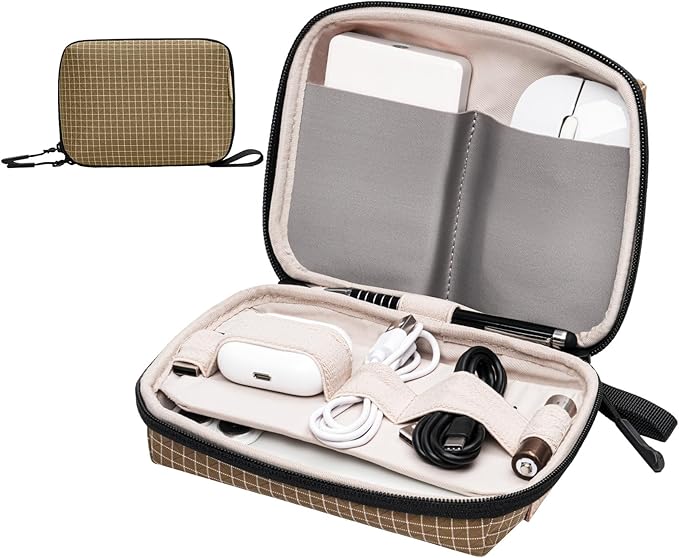 SIMTOP Electronics Organizer Cord Organizer Travel, Small Tech Bag for Cords, Chargers, Power Bank, Earbuds – Portable Cable Pouch for Office, Business Trip, Commute – Water & Scratch-Resistant