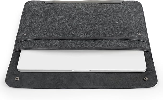 MegaGear Genuine Leather and Fleece MacBook Bag Laptop Sleeve for MacBook Pro and MacBook Air Case 14 Inch - 13 Inch (M4, M3, M2, M2, M1, Pro, Max) 13.3 Inch, iPad Pro 12.9 Inch - 2020 to 2024 Models