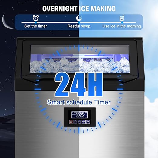 Commercial Ice Maker Machine 350 Lbs/24H, 60 Lbs Ice Bin, Undercounter Ice