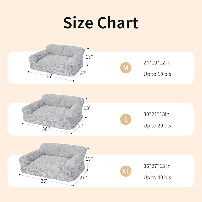 KHONSU PET Orthopedic Cat Sofa Bed - Large Plush Pet Couch for Indoor Cats, Washable Fluffy Dog & Kitty Lounge Chair with Removable Cover, Supportive Comfy Bed,30 Inch Pink
