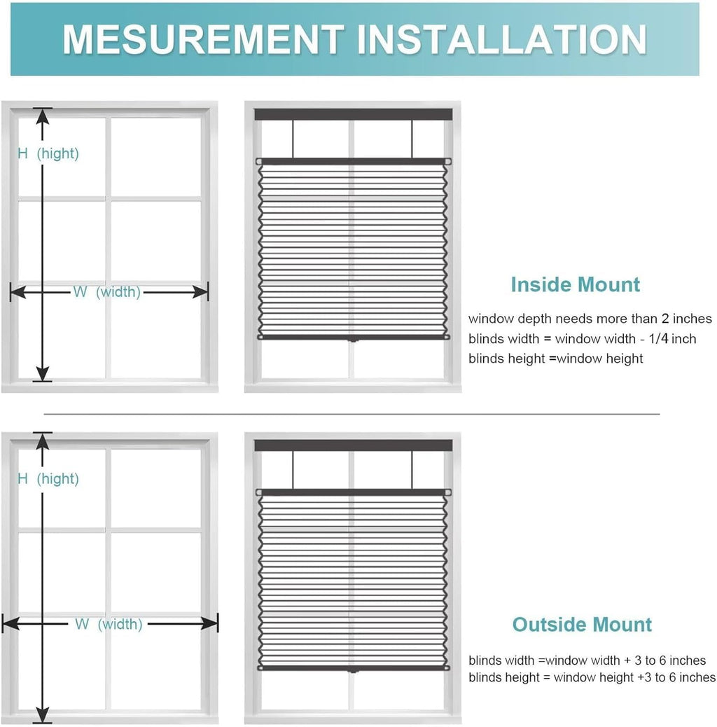 Top Down Bottom Up（TDBU） Cellular Shades, 1.5 inch Cordless Blackout Honeycomb Pleated Blinds for Windows Home Bedroom Office, Light Control, Thermal Insulated, 35" W x 64" H, Gray