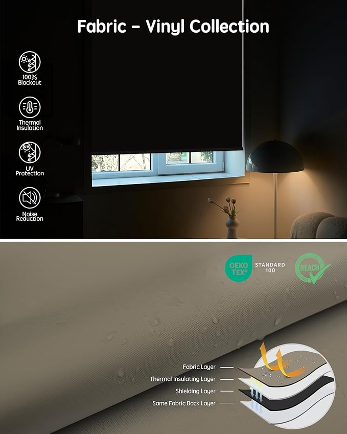 Yoolax Motorized Blinds with Remote, Automatic Window Shades Work with Alexa