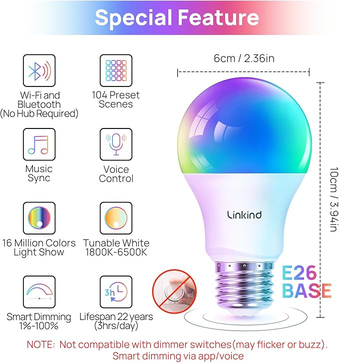 Linkind Smart Light Bulbs, Smart Bulb That Work