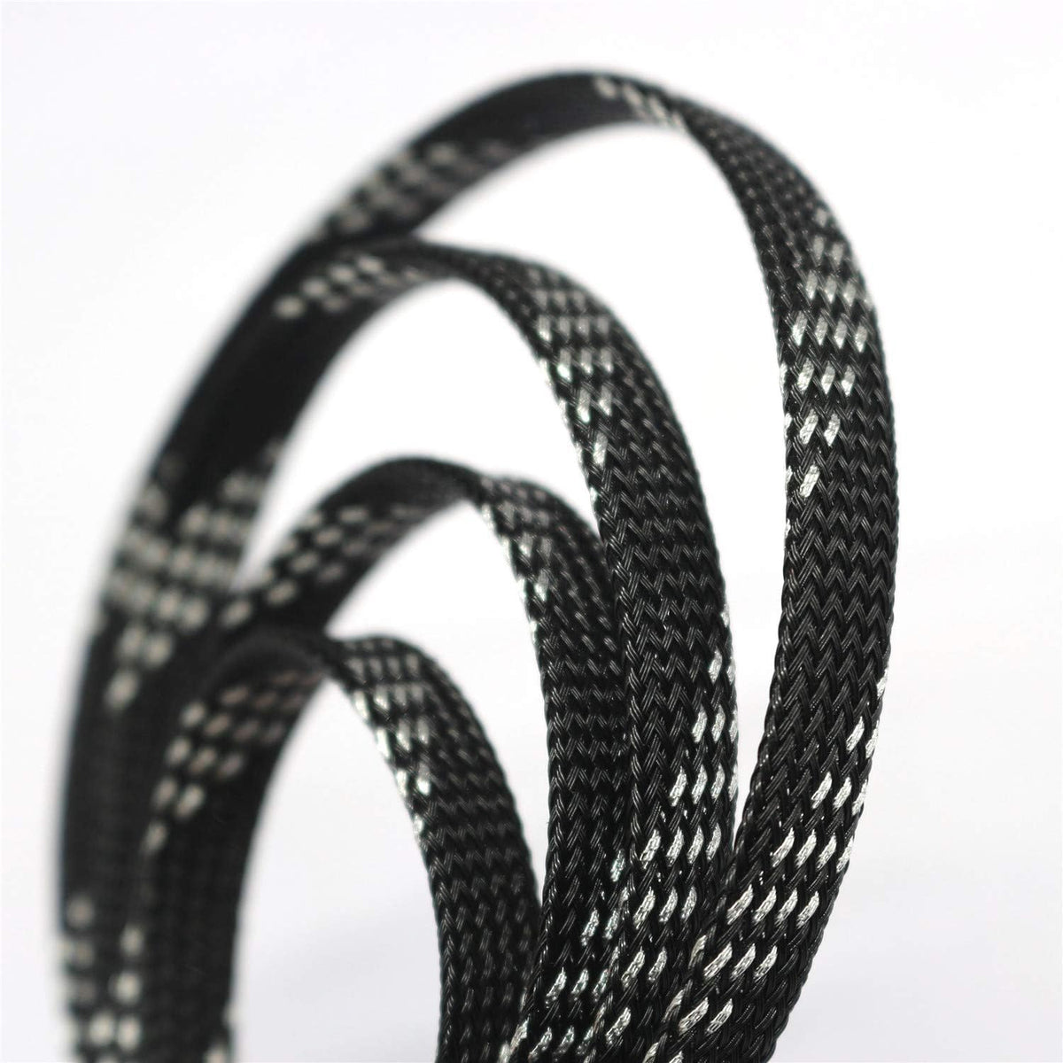 30ft PET Expandable Sleeving Wire Cable Sleeve (1/3", Silver&Black)