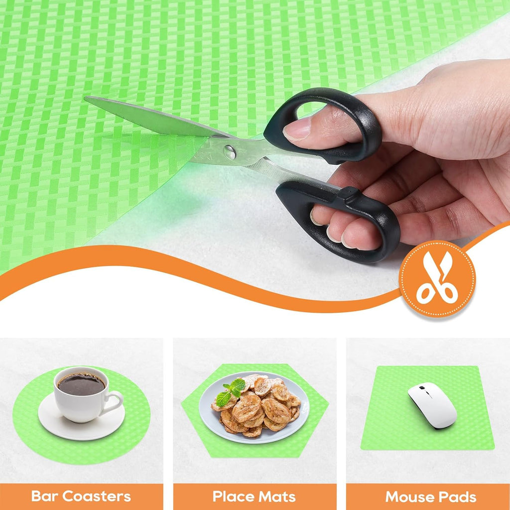 Green Fridge Liner Shelf Liners for Kitchen Cabinet Refrigerator Liners Waterproof & Oil-Proof Kitchen Cupboard Liner Non Adhesive Drawer Mats EVA Material for Shelves 17.5 x 393.7 Inches