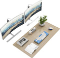 DAWNTREES Desk Mat Protector,PU Leather Desk Pad,Non Slip, Large Mouse Pad and Keyboard Mat, Waterproof Writing Pad for Office and Home (Beige,39.4''x19.7'')