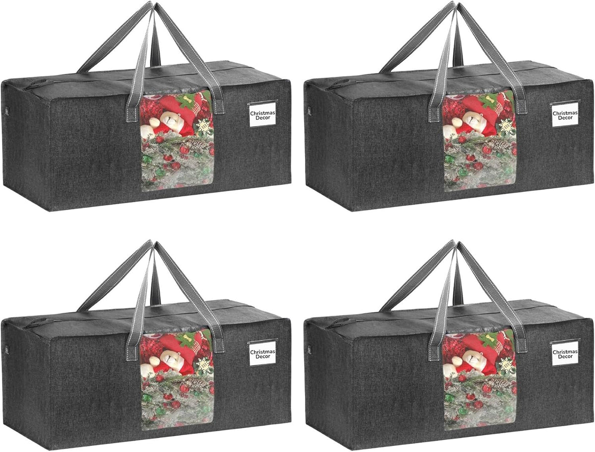 VENO 4 Pack Moving Bags Extra Large Storage Bags for College Move-In, Heavy-Duty Storage Totes, Packing Boxes, and Wardrobe Moving Supplies - Durable Laundry Bags for Clothes (Gray w/Window, 4 Pack)