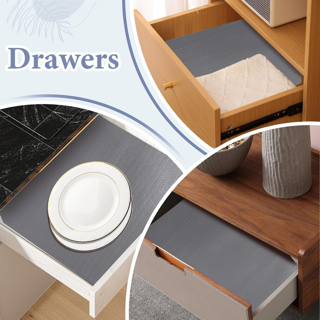 Drawer and Shelf Liner for Kitchen Cabinet: 23 in X 20 Ft Non Slip Waterproof Shelf Paper Non Adhesive Refrigerator Liners Pure Grey Easy Liners for Bathroom with Knife Tape Measure