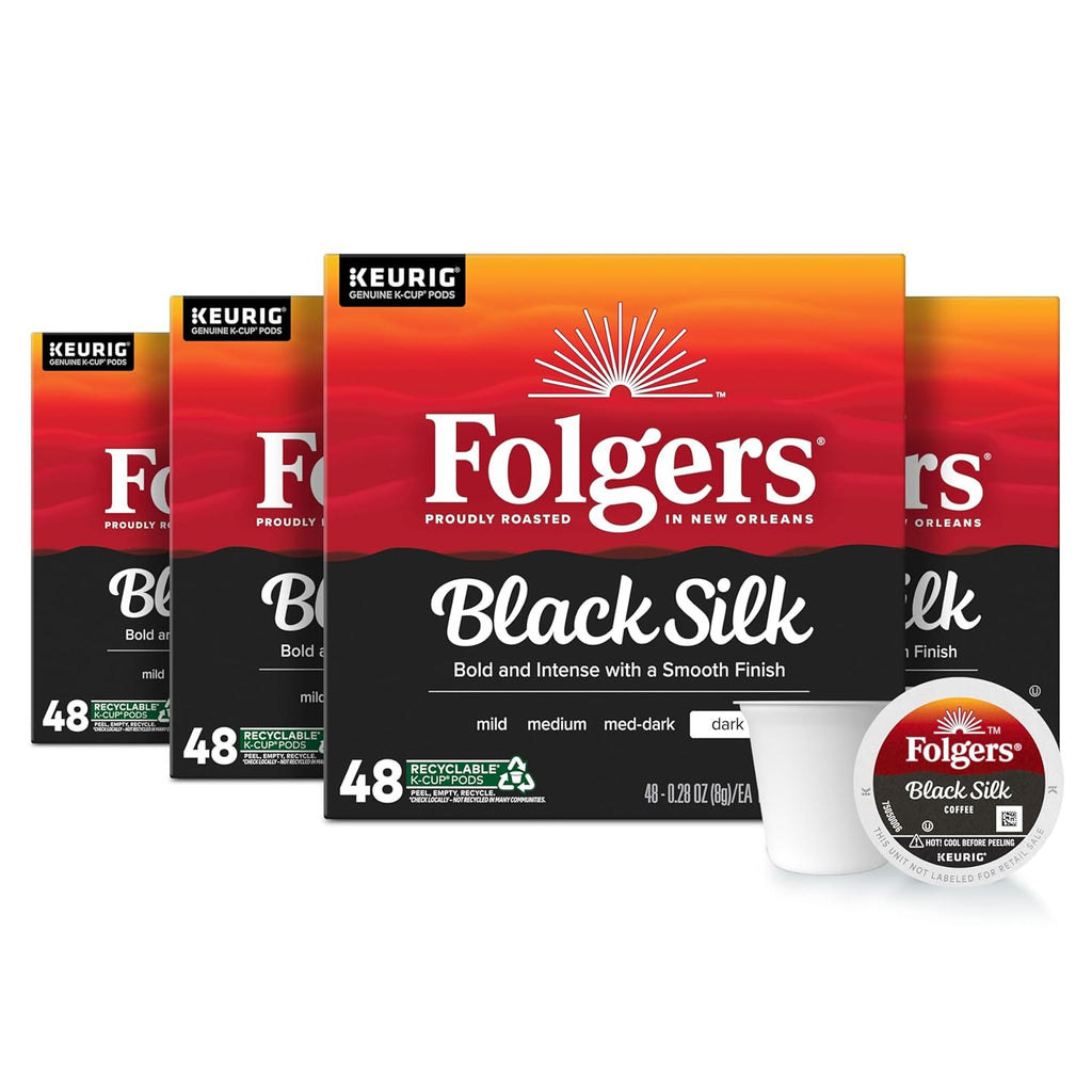 Folgers Black Silk Dark Roast Coffee, 192 Keurig K-Cup Pods