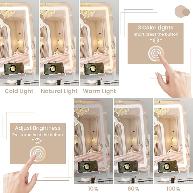 Dripex 3-in-1 Lighted Vanity Mirror