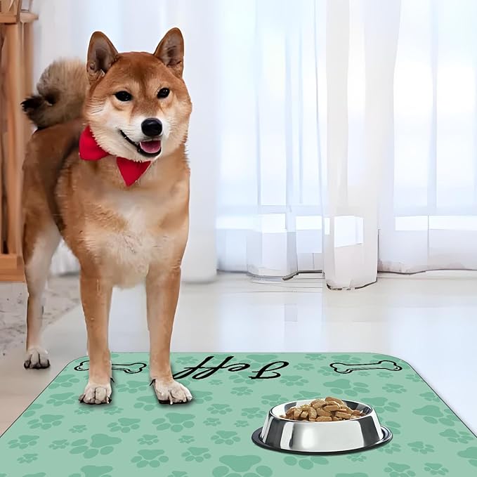 Personalized Dog Cat Food Mat Non-Slip Custom Dog Feed Placemat Water Absorbent Customized PU Mats for Pet Food and Water-Style1