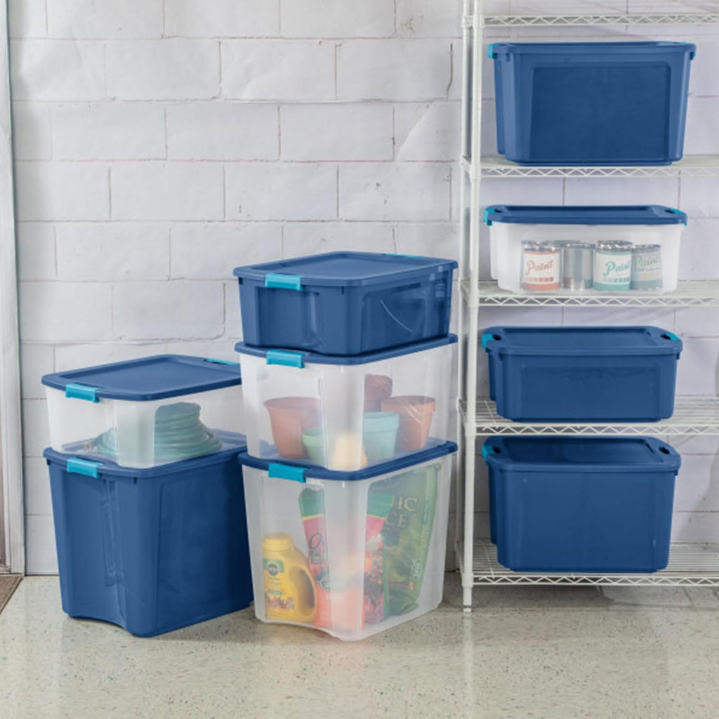Sterilite 18-Pack Latch and Carry, Clear Plastic Storage Bins with Latching Lids and Full-Grip Handles, 12 Gallon
