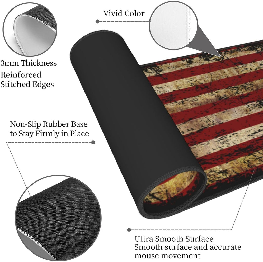 American Flag Gaming Mouse Pad, Large Mouse Pad for Desk Mat XXL XL Mousepad, Big Keyboard Pad Office Desk Accessories Decor