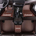 Customize Making Car Floor Mats for 99.99% Sedan SUV Pickup Truck Full Coverage Men Women Cute Leather Protection Pads Non-Slip Floor Liners (Coffee Beige Thread)