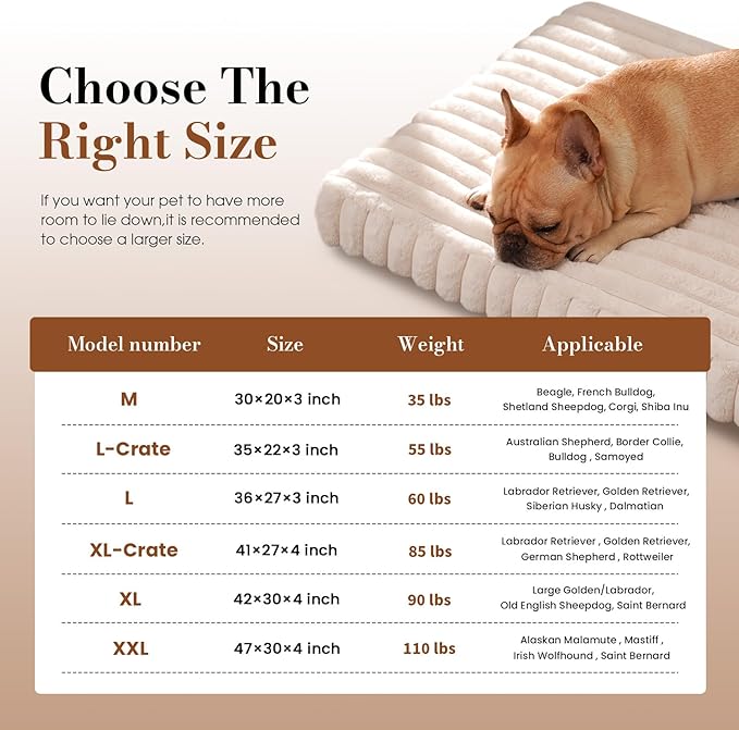 Cozila Large Orthopedic Dog Crate Bed with Waterproof Lining, Soft Short Plush Surface & Egg Crate Foam for Calming Puppy, Machine Washable Pet Bed with Removable Cover & Anti Slip Bottom