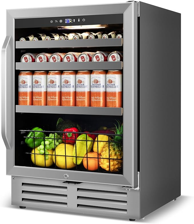 24" Beverage Refrigerator Undercounter | 180 Can Capacity | Built-In