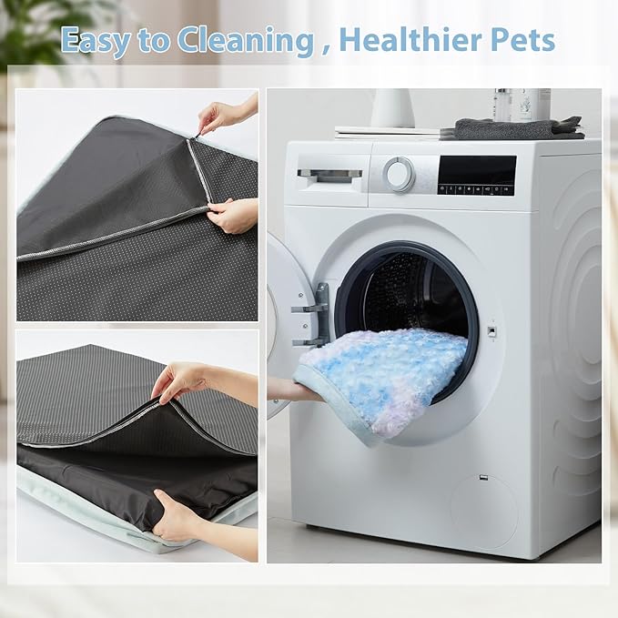 WNPETHOME Orthopedic Large Dog Bed, Extra Large Waterproof Dog Bed with Removable Washable Cover & Anti-Slip Bottom,Egg Crate Foam Pet Bed Mat,Soft Rose Plush Pet Crate Mat