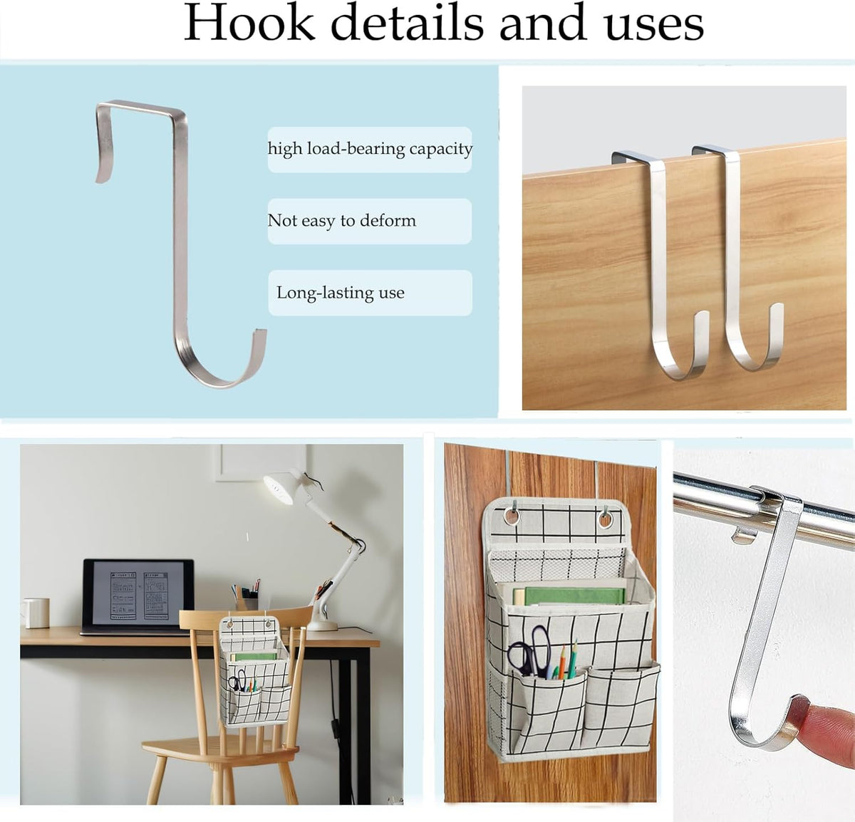Hanging Basket for Organizing, Wall Organizer with Pockets and Over The Door Organizer，Can for Home, Closet, Office and Camper (White Grid2)