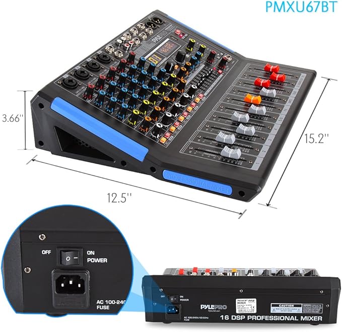 Pyle 6-Channel Bluetooth Studio Audio Mixer