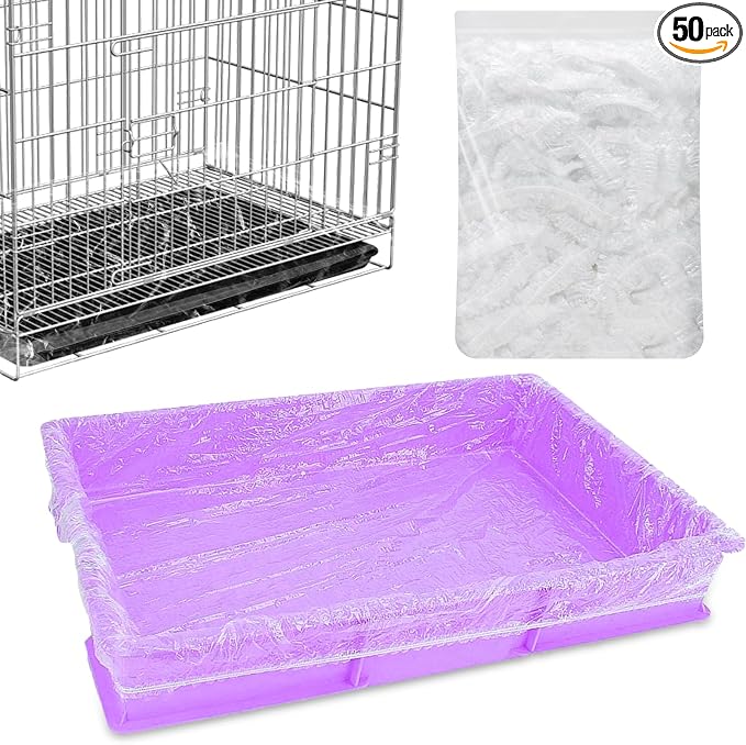 50 Pcs Disposable Cage Liners Clear Plastic Rabbit Cage Liner Bag Elastic Small Animal Toilet Film for Bunny Hamster Totoro Hedgehog Guinea Pig and Small Animals