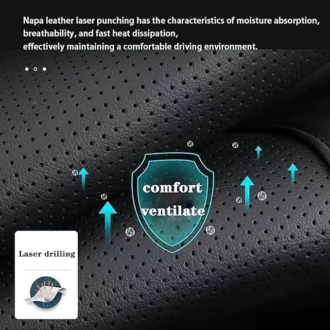 Car Height seat Cushion Car Height seat Cushion Perforated Leather Fabric Memory Cotton Inner core Anti Slip Bottom Fabric Suitable for Various Vehicle Seats and Office Chairs