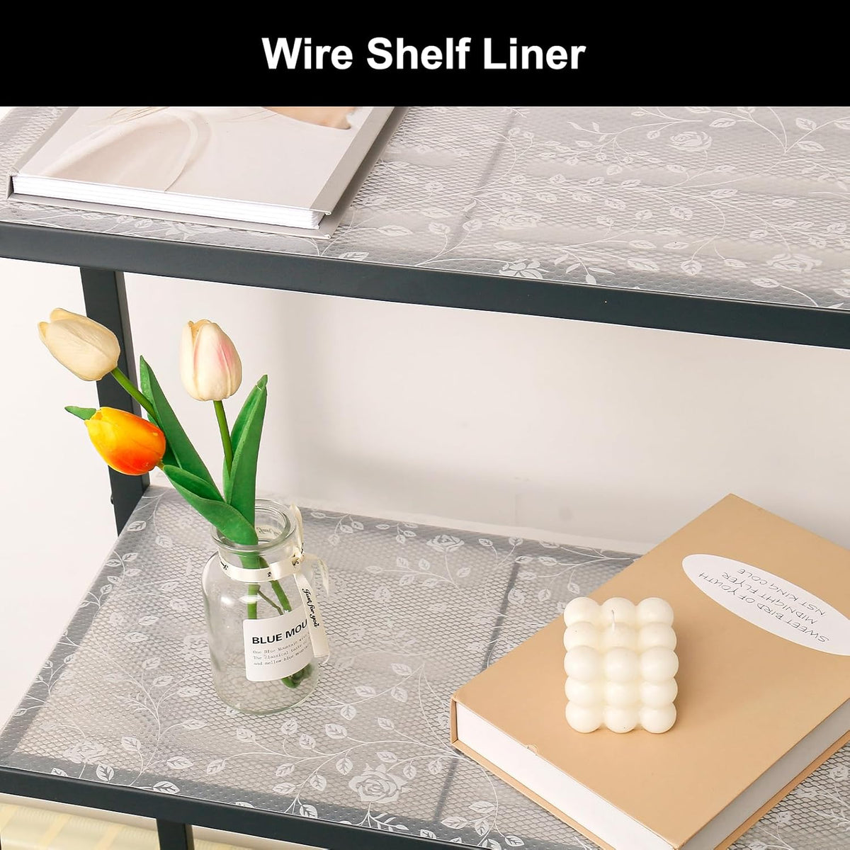 Cooyes Shelf Liner – Premium Non-Adhesive Cabinet & Drawer Liner for Kitchen – Waterproof Shelf Paper with Modern Pattern – Durable EVA Cabinet Mat – Easy to Cut （17.5" W x 360" L）