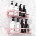 2025 New Adhesive Shower Caddy, Shower Shelves with 16 Hooks, Pink 2 Pack