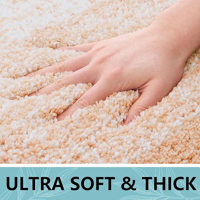 Arotive Microfiber Bathroom Rugs, Shaggy Soft and Absorbent Bath Rug, Non-Slip, Thick Plush Machine Washable Dry Bath Mats for Bathroom, Tub and Shower, 54x24, Peach, Rectangular